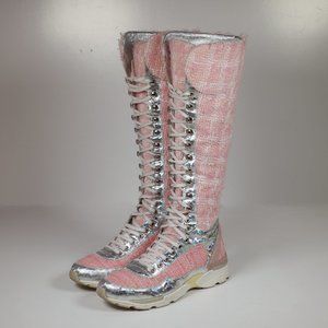 Amazing Chanel Knee High Tweed Sneakers